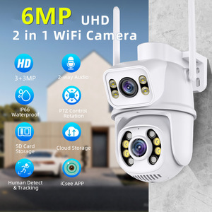 Cámara de Seguridad Exterior de 6MP con Doble Lente, Directo de Fábrica, Video ICSEE Inalámbrico Wifi, Cámara IP CCTV PTZ Interior, Funciona con Alexa y Google - Product Image 2
