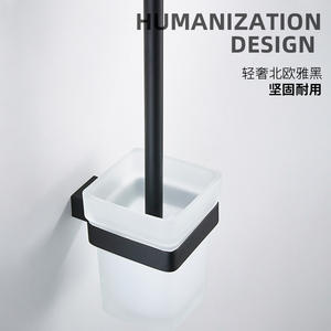 Chengming Sanitary Ware - Toallero de Baño de Acero Inoxidable Negro, 50X30CM, Estante de Almacenamiento Montado en la Pared, Estilo Nórdico - Product Image 2