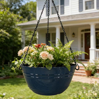 Jardinière suspendue Deep Blue PP, durable, légère, avec trou de drainage, design à crochet, personnalisation de la couleur, pour la maison et le jardin