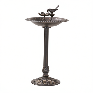 Vasca per uccelli da esterno in alluminio e ferro con posatoio, stile tradizionale per uccelli selvatici da giardino - Product Image 1