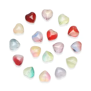 Zhubi-cuentas de cristal de 8MM con forma de corazón, abalorios sueltos de cristal blanco lechoso de varios colores para la fabricación de joyas, pulseras artesanales