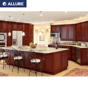 Allure Rolling Customize Solid Wood Custom Size Small Traditional Complete Set Storage Cabinet Kitchen Islands for Villa
