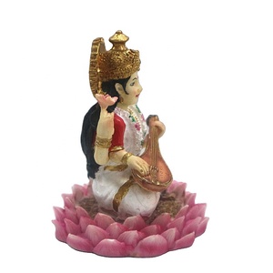 Nữ Thần Ấn Độ chúa Saraswati tượng nhựa trang trí tác phẩm điêu khắc thần ngồi sen nhà mandir đền thủ công thần tượng Ấn Độ - Product Image 5
