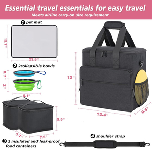 Sacs de voyage pour animaux de compagnie personnalisés en gros, approuvés par les compagnies aériennes, sacs de voyage écologiques pour nourriture pour chiens avec bols pliables - Product Image 3