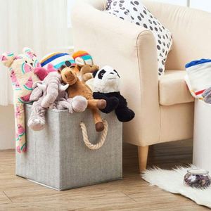 Fabric <b>Storage</b> Cube <b>Bins</b> with Cotton <b>Storage</b> Box Handle Collapsible Canvas <b>Storage</b> <b>Bins</b> Organizer Set of 4 - Product Image 4