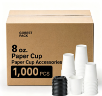 Gobelet en papier à paroi simple biodégradable 8oz 12oz 16oz avec couvercle PP/PLA, revêtement PE/PLA, matériaux recyclés, imprimé sur mesure pour