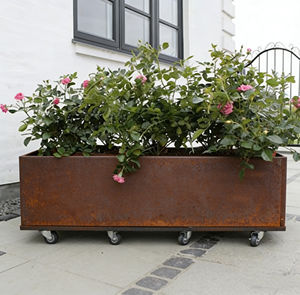 Jardinière extérieure en acier Corten résistante aux intempéries, pot de fleurs en métal finition rouille, jardinière paysagère pour jardin et patio - Product Image 3