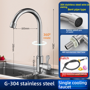 Évier <span class=keywords><strong>de</strong></span> <span class=keywords><strong>cuisine</strong></span> moderne en granit blanc Wayon <span class=keywords><strong>avec</strong></span> robinet à bec haut en nickel brossé - Product Image 3