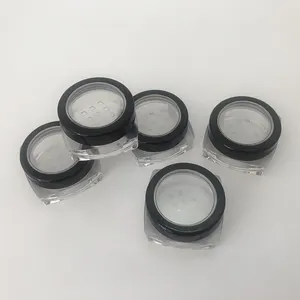 Square Jar Empty 10ml Clear Plastic Square Jar With Black Lid And Sifter 10g Square Pot With Sifter For Loose Powder