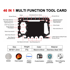 <span class=keywords><strong>Carte</strong></span> multi-outils promotionnelle de poche, logo personnalisé, couleurs, EDC, camping, randonnée, outils multifonctions, taille <span class=keywords><strong>carte</strong></span> de crédit, outil de survie - Product Image 2