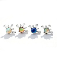 Piercing en Titane G23 Plaqué Argent avec Zircon Cubique Carré et Opale Aurora pour Nez, Oreilles, Conch, Labret, Tragus, Hélix, Bijou Fin de Mariage