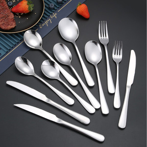 Ensemble de couverts en acier inoxydable série 081, résistant à la rouille, pour la restauration, couteaux à steak, fourchettes, cuillères, couleur unie - Product Image 3