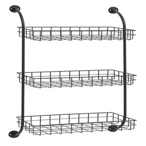 Metal <b>Wire</b> 3 Tier Wall Mounted Storage <b>Shelf</b> Grid Mesh Baskets Wholesale Factory Direct OEM ODM Heavy Duty Iron <b>Wire</b> Mesh - Product Image 1