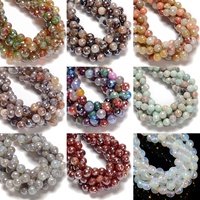 Perles d'agate rayées dorées et vertes Kelingna de 6 mm, 8 mm, 10 mm, 12 mm, perles rondes facettées pour la fabrication de bijoux