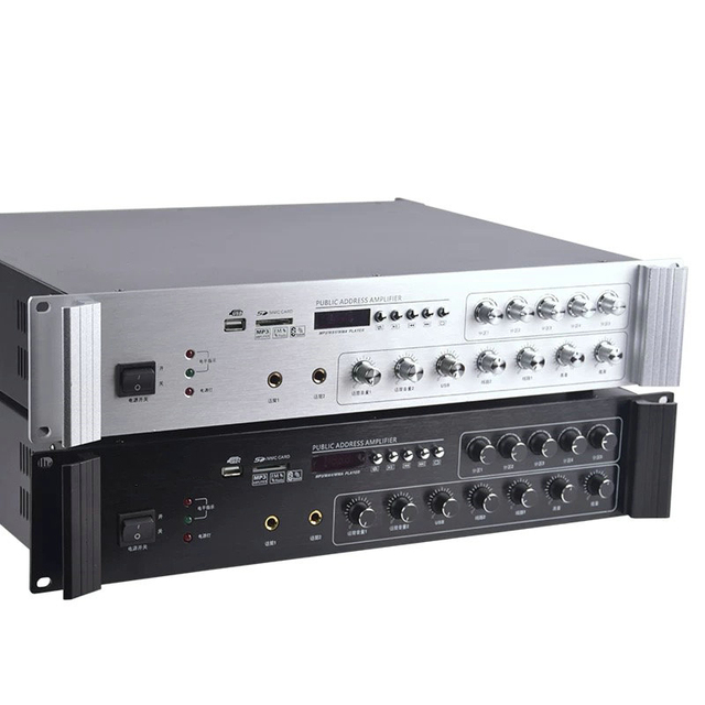 80W 120W 2U Professional Speaker Amplifier Emergency Broadcast Power for Public 2 Channel Metal Aluminium Material