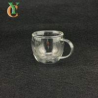 Tasse à thé, vin ou café en verre borosilicate transparent à double paroi, forme œuf, classique, résistante à la chaleur, avec poignée, 80 ml, 250 ml, 350 ml