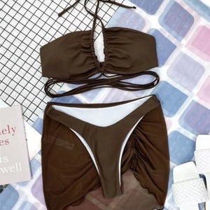 Maillot de bain une pièce personnalisé pour femme, micro-soutien-gorge, style halter, imprimé floral, respirant, séchage rapide, coupe V-string, pour la plage - Product Image 1