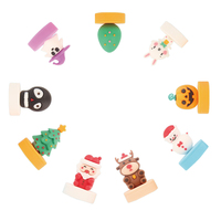 Cadeaux pour enfants : Tampons décoratifs amusants en plastique souple, motif poupée carrée de dessin animé, pour Noël et les fêtes, vente en gros