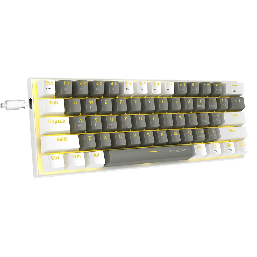 Mini teclado mecânico com fio, 61 teclas, led, retroiluminado, ergonômico, teclado para computador gamer, venda imperdível
