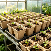 Cangkir Bibit Kertas Biodegradable Bentuk Persegi, Pot Pembibitan Ramah Lingkungan, untuk Perkecambahan Benih, Kebun Persemaian, Grosir