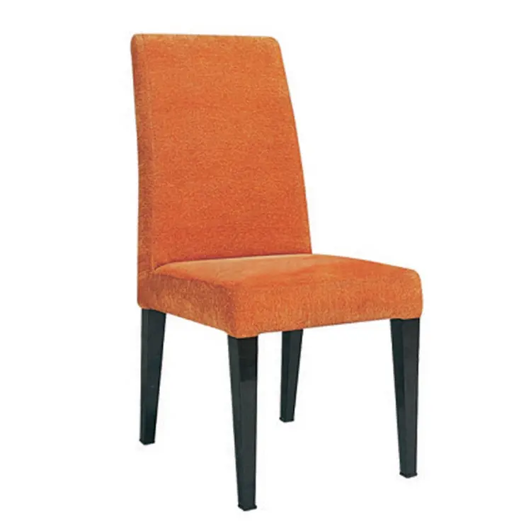 Chaise de salle à manger en tissu orange, pieds métalliques, style européen, moderne, haute qualité