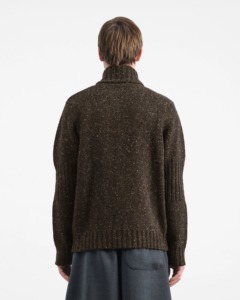 <span class=keywords><strong>Cardigan</strong></span> à col montant en maille épaisse côtelée <span class=keywords><strong>marron</strong></span> <span class=keywords><strong>foncé</strong></span> pour homme, fermeture éclair intégrale - Product Image 4