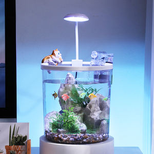 Acquario da Tavolo in Plastica con Sistema di Circolazione e Ossigenazione per Ufficio e Soggiorno, Facile da Pulire, per Pesci <span class=keywords><strong>Betta</strong></span> - Product Image 4