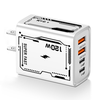 Chargeur rapide GaN PD Type C 120W en gros, adaptateur de charge rapide pour téléphone QC3.0 avec chargeur 4 en 1