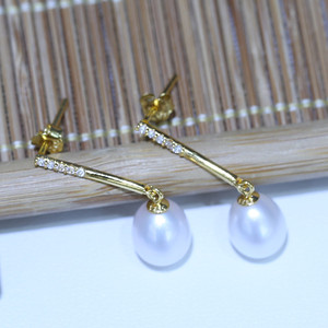Mode natürliche Süßwasser Perle Ohrring Tropfen Ohrring Ohr stecker 8mm Tropfen 3A Grade Real Pearl Fine Jewelry - Product Image 5