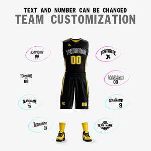 Maillot de basket-ball personnalisé noir et jaune, design double face, vêtements de sport - Product Image 2