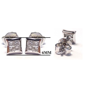 Chine Usine Extraordinaire Dame Bijoux 18k Solide Or Blanc Véritable Diamant Carré Princesse Boucles D'oreilles Pour Les Femmes Usage Quotidien - Product Image 2