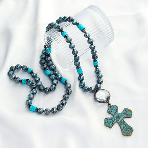 אופנה בוהמי שבטי תכשיטי חוט ציור ארוך מסוקס נשים צלב תליון שרשרת נבאחו פנינה שרשרת - Product Image 3