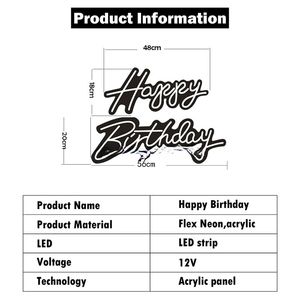 Enseigne néon LED transparente en acrylique personnalisable avec logo Joyeux Anniversaire, décoration murale, panneau lumineux pour fête, cadeau créatif - Product Image 5
