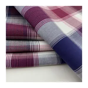 Wholesale color woven checkered poplin 100% pure cotton machine woven dress shirt pants fabric