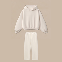 HEPL049 Nouveau survêtement élégant en coton aéré avec sweat à capuche cintré et pantalon baggy à jambe droite, broderie 3D unique, logo OEM, MOQ 1