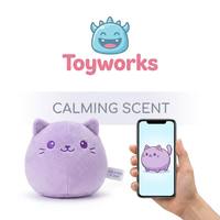 Peluche de chat ronde violette personnalisée avec parfum apaisant intégré, pour soulager le stress, jouet mascotte de marque personnalisé
