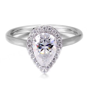 Anillo de Compromiso de Oro Blanco de 18K, 14K o 10K con Diamante Moissanite Corte Pera DEF VVS, Joyería Fina Hecha a Mano Personalizada para Mujer - Product Image 3