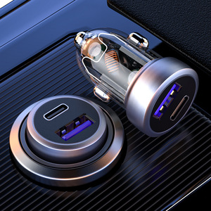 Mini Cargador de Coche Transparente de 100W PD con Carga Rápida, Adaptador para Encendedor de Cigarrillos de 12-24V con Salida Dual USB Tipo C - Product Image 1