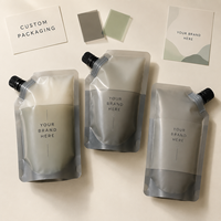 Pochette à bec verseur personnalisée de qualité alimentaire pour soins de la peau, gris volcanique mat, pour savon liquide, gel douche, lotion, blush – Recharge