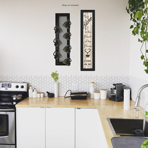 HMS Set di due stampate nere da parete cucina Art sette pioli portabicchieri pieghevole per decorazioni per la casa - Product Image 4