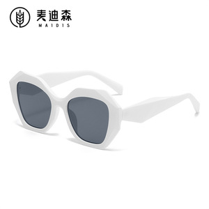 Maidis Irregular <b>Large</b> <b>Frame</b> Sunglasses Black PC <b>Frame</b> Ac Lens Women UV400 Protection - Product Image 4