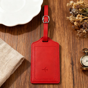 Étiquette de bagage en cuir <span class=keywords><strong>pour</strong></span> <span class=keywords><strong>valise</strong></span>, étiquette de bagage en cuir souple <span class=keywords><strong>pour</strong></span> carte d'embarquement avec sangle réglable, logo imprimable, porte-clés en cuir - Product Image 3