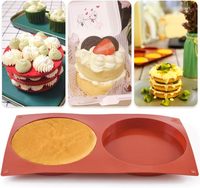 Moule à gâteau rond en silicone de qualité alimentaire à 2 cavités, moule en silicone pour gâteau géant, pancakes, croûte à pizza