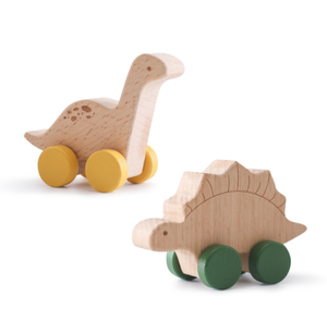 Juguetes para Bebés, Diversos Dinosaurios Pequeños de Madera de Haya, Carro de Madera Ecológico, Juguete Educativo para Niños - Product Image 2