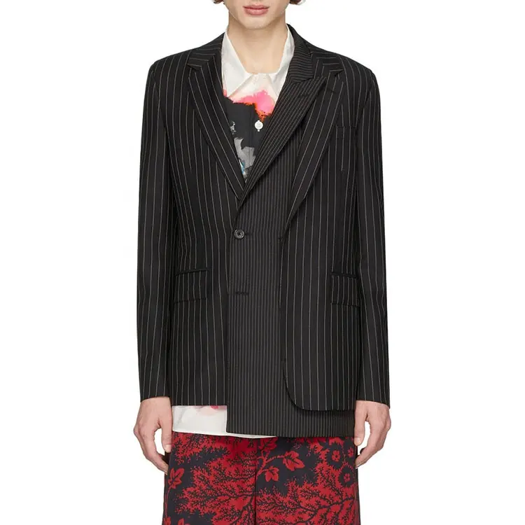 Latest fashion design high quality custom black stripes blazer for men