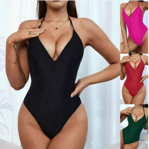 New One-piece Swimsuit Sexy <strong>Tight</strong> Solid Color Backless Lace-up Swimsuit Sexi <strong>Hot</strong> <strong>Girl</strong> <strong>Bikini</strong> in Swimwear Wholesale - Product Image 2
