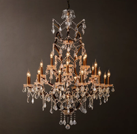 Lustre suspendu en métal industriel avec ampoules E12 pour chambre à coucher, salon, escaliers, style rustique élégant en fer forgé