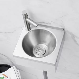 Évier mural compact carré en acier inoxydable SS304, lavabo durable en acier inoxydable avec crédence pour camping-car, <span class=keywords><strong>caravane</strong></span> et petite <span class=keywords><strong>salle</strong></span> <span class=keywords><strong>de</strong></span> <span class=keywords><strong>bain</strong></span> - Product Image 4