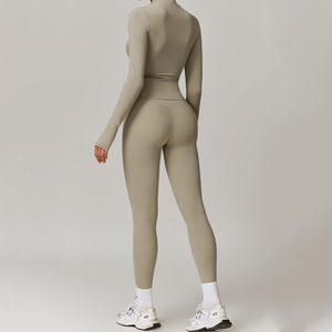 <strong>Women</strong> Long Sleeve Tummy Control Compression <strong>Thermal</strong> Quick Dry Fitness <strong>Leggings</strong> and T Shirt Set - Product Image 5