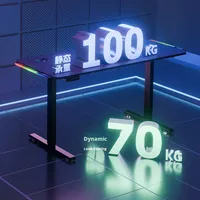 Bureau de jeu PC moderne pour la maison, avec cadre métallique RGB en forme de Z, table de bureau pour e-sport, mobilier commercial réglable en hauteur